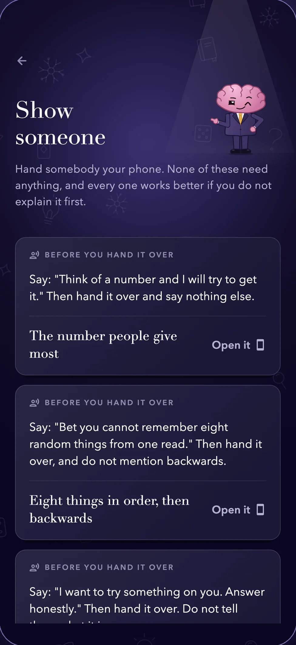 Show Someone: tricks to perform by handing someone your phone.